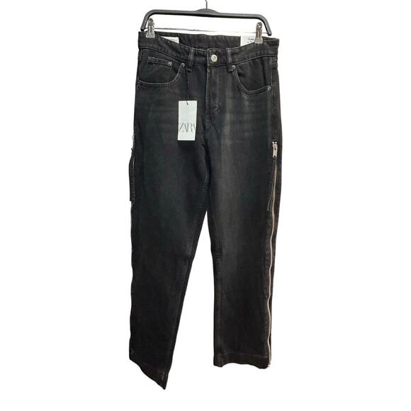 Nwt-Zara - flared zippers jeans -31 - Picture 5 of 9
